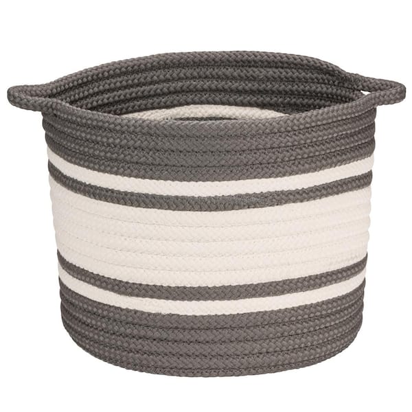 Colonial Mills Outland 14 in. x 14 in. x 12 in. Grey Round Braided Basket