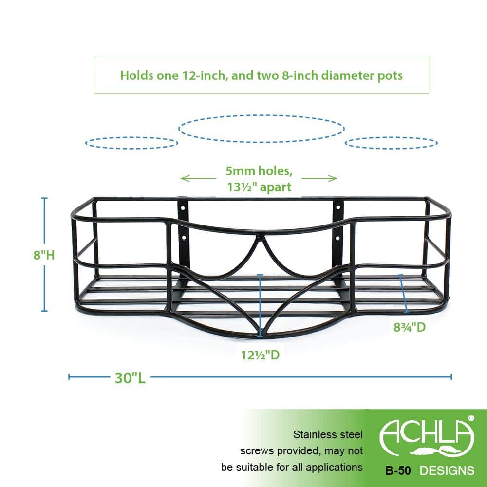 Black Wrought Iron Outdoor Window Box Planter Holder