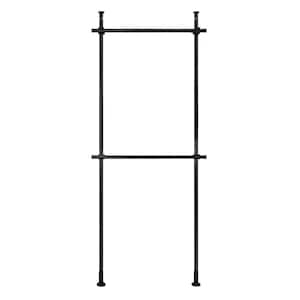 Black Stainless Steel 2 Tier Adjustable Hanging Clothes Rack 43.3 in. W x 120 in. H