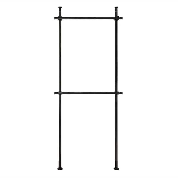 YIYIBYUS Black Stainless Steel 2 Tier Adjustable Hanging Clothes Rack 43.3 in. W x 120 in. H