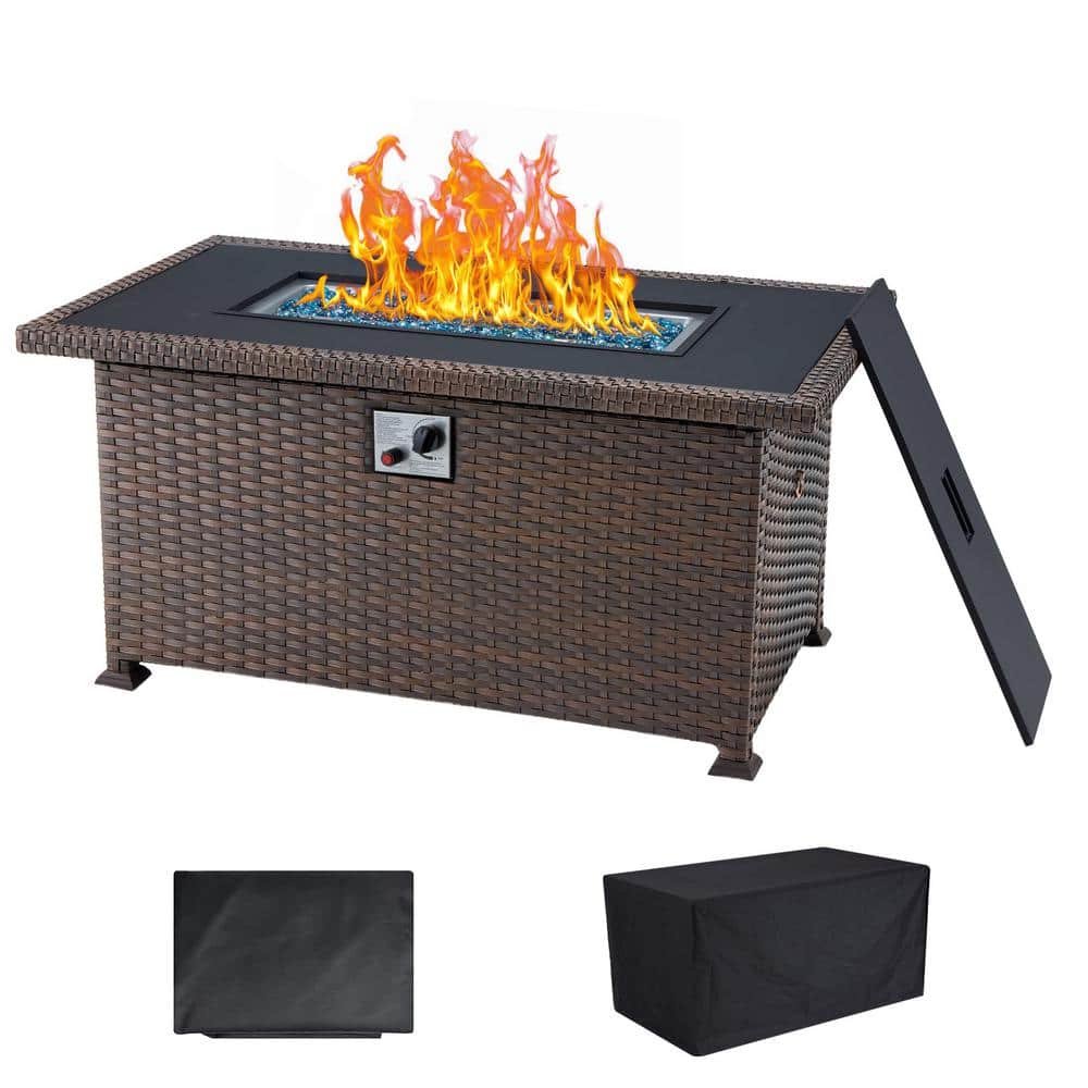 Zeus & Ruta 44 in. Propane Fire Pit Table, 50,000 BTU AutoIgnition Gas