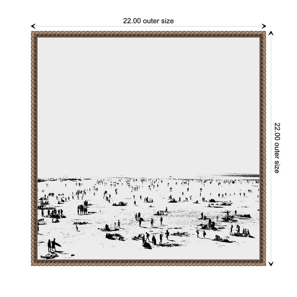 Monochrome Beach Scene Framed Canvas Wall Art 22 x 22-in