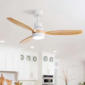 52 in. Indoor Integrated LED White Ceiling Fan with Light Kit and Remote Control for Bedroom or Living Room