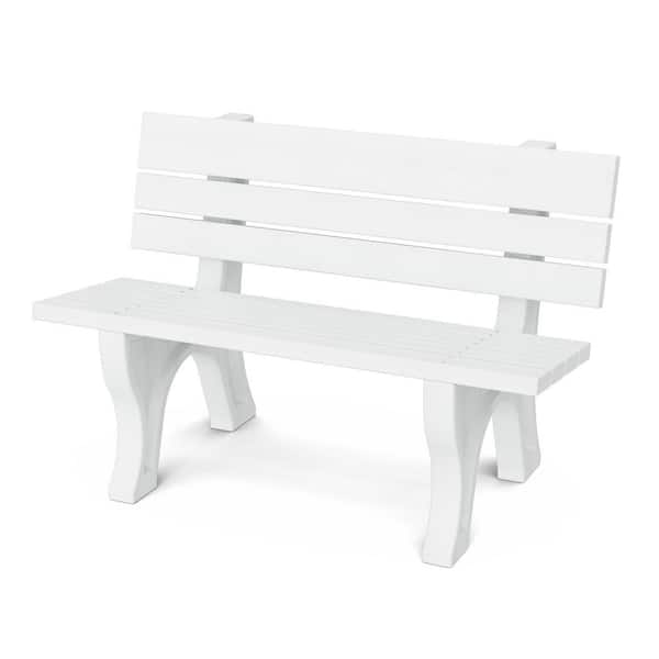 Wildridge Heritage 4 ft. White HDPE Plastic Outdoor Park Bench