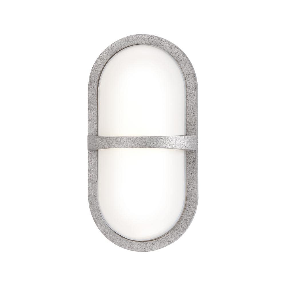 Textured Silver and White Glass LED Outdoor Wall Sconce