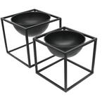 Modern Geometric Planter Stand and Pot Metal Plant Stand Set of 2 One Large and One Small