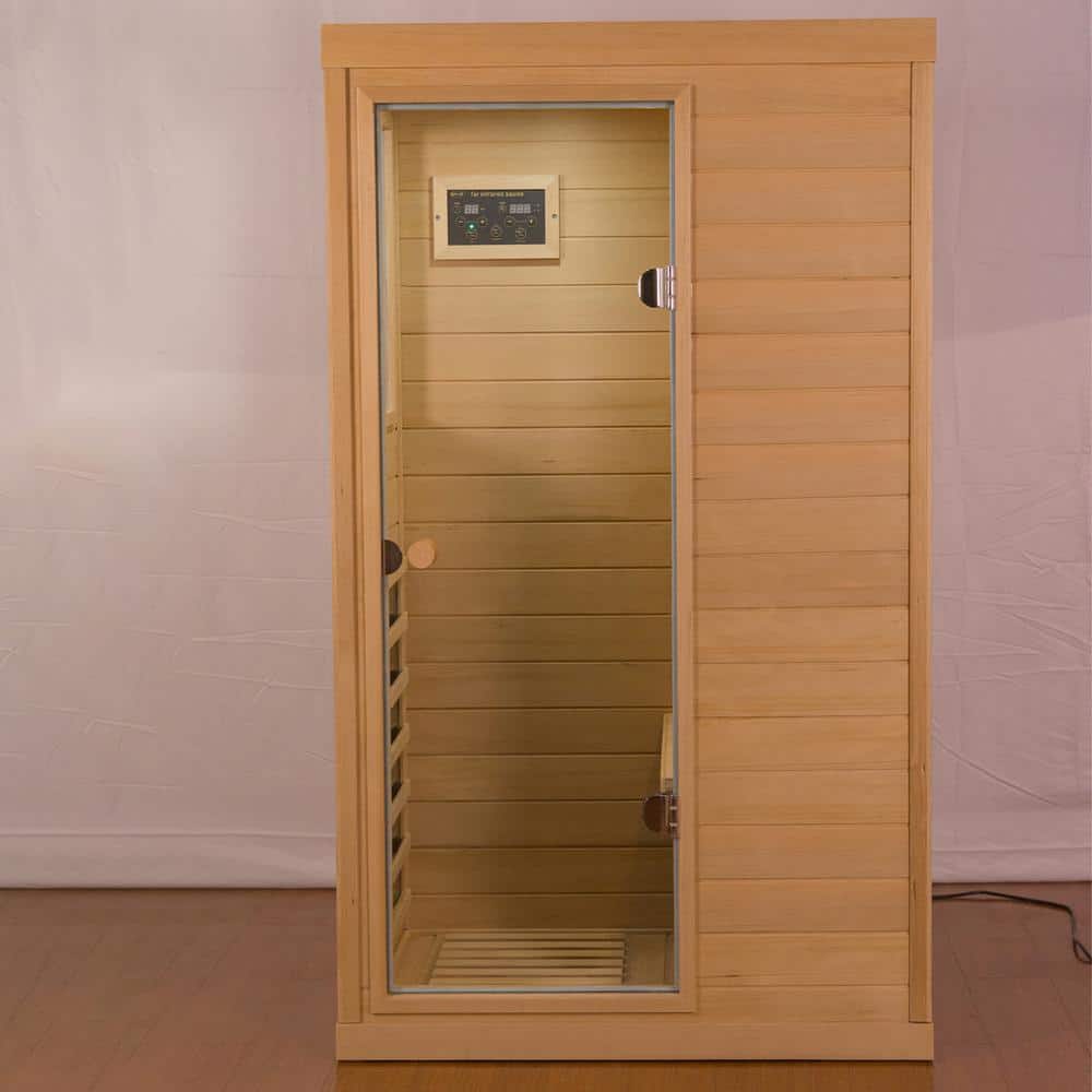 Single-Person Hemlock Wood Infrared Sauna with Carbon Heaters