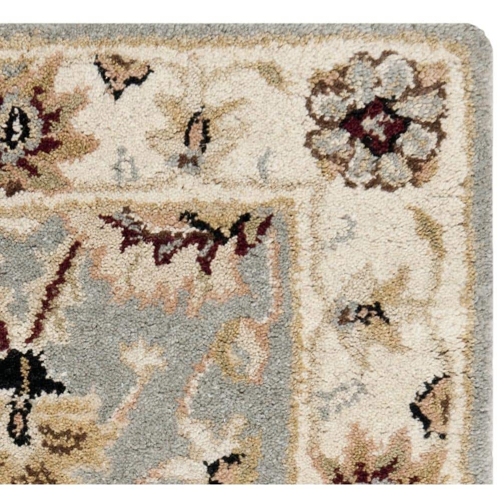 Elegant Light Blue & Ivory Wool Traditional Tufted Runner Rug, 2'3" x 4'