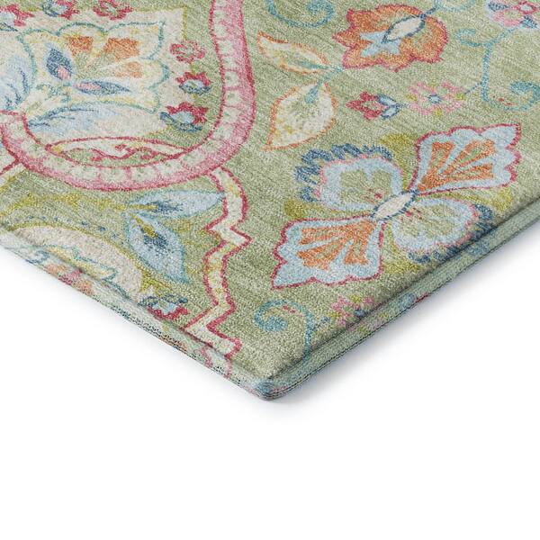 Mayfield Premium Machine Washable Abstract AMF2207 Aloe 3 ft. x 5 ft. Area Rug