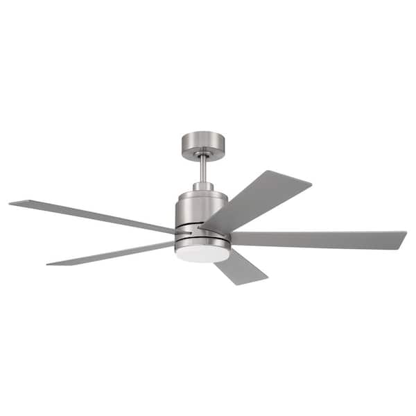 CRAFTMADE McCoy 52 in. Indoor Brushed Polished Nickel Ceiling Fan with Soft White Integrated LED Light & 4 Speed Control Included