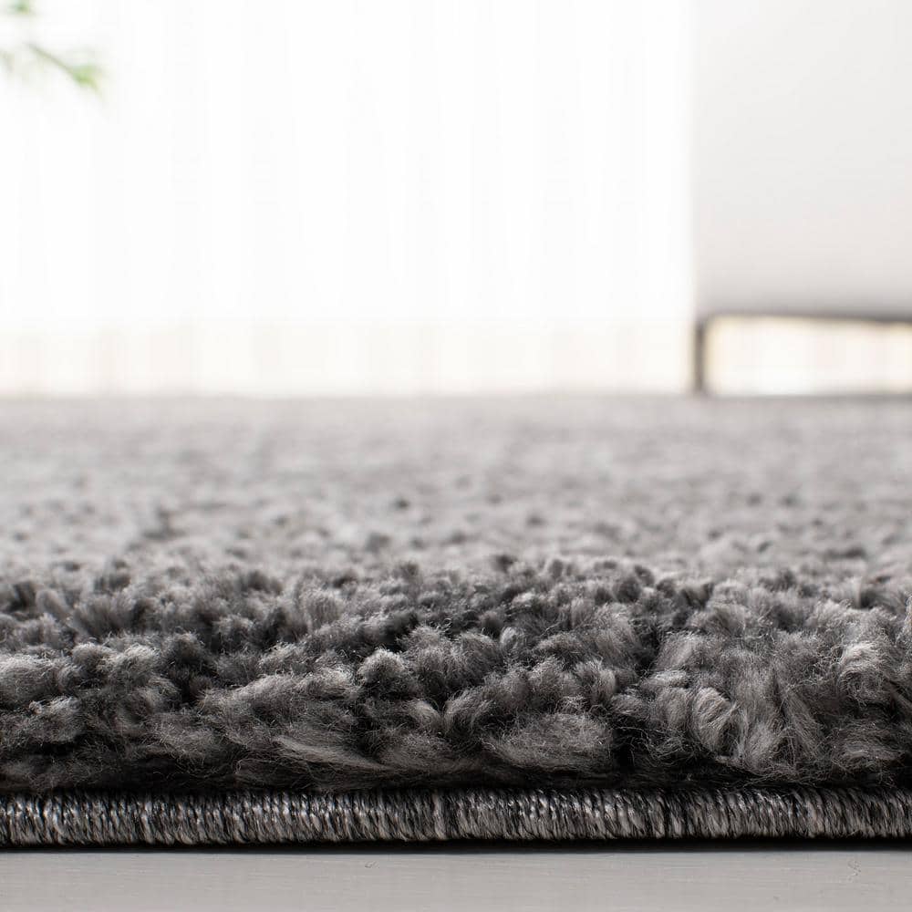 Elysian Gray 47" Round Synthetic Shag Area Rug