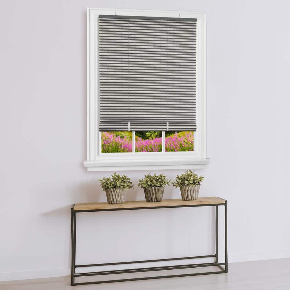 Cordless Charcoal & Silver Vinyl Outdoor Roll-Up Shade, 72" L x 30" W
