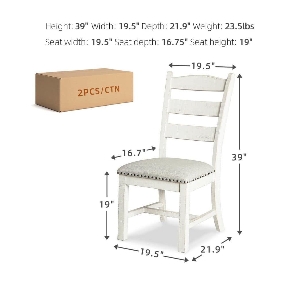 Valebeck White Polyester with Cushion and Nailhead Trim Side Chair Set of 2