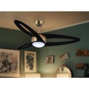 Torte 46 in. Brass Finish Black Blades Downrod Mount Standard Ceiling Fan with CCT LED Module and Remote Control