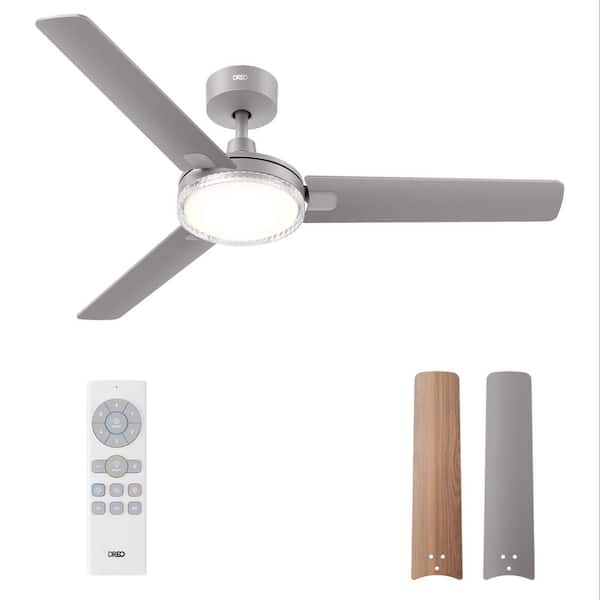 52 in. Indoor Grey Standard Ceiling Fan, Downrod Mount with Light and Remote
