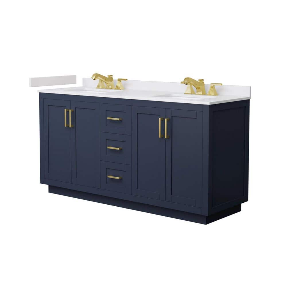 Miranda 66 in. Double Freestanding Dark Blue Bath Vanity with White Cultured Marble Top Assembled price history on PriceWatchPro