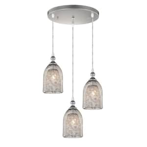 Haydar 17.32 in. 3-Light Indoor Silver Pendant Lamp with Light Kit