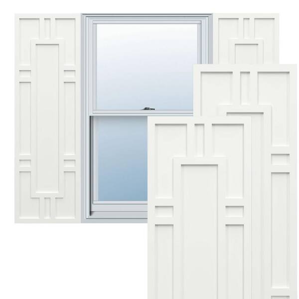 Ekena Millwork True Fit PVC 18 in. W x 51 in. H Raised Panel Vinyl Shutters Pair in Unfinished