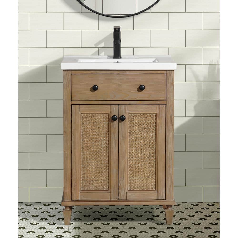 Annie 24" Weathered Fir Bathroom Vanity with Ceramic Sink