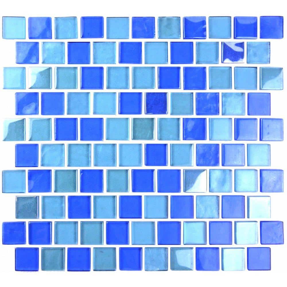 ABOLOS Landscape Blue 12 in. x 12 in. Square Textured Glossy Glass