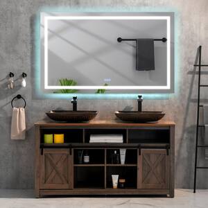 72 in. W x 36 in. H Rectangular Framed Anti-Fog Wall Mount Dimmable Bathroom Vanity Mirror with LED Lights in White