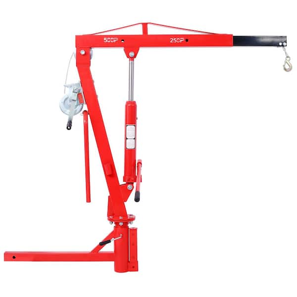 Red Steel 500Lb Pickup Truck Hydraulic, Engine Hoist Crane Hitch Mount, Lift 2" Hitch Mount