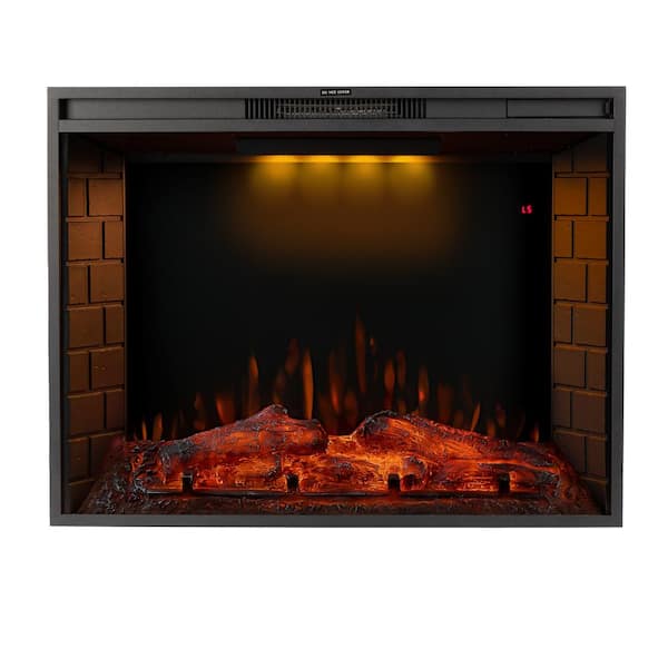 Clihome 33 in.LED Recessed Fireplace with 3 Top Light Colors and Remote Control, Adjustable Heating and Touch Screen 1500W,Black