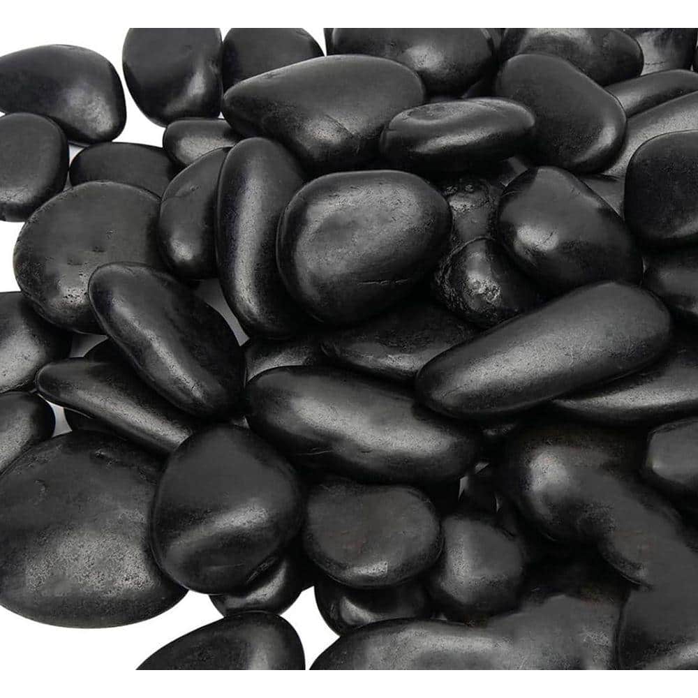 Large Polished Black River Rocks (1-2 in. 15 lb.) Garden/Plant Decor ...