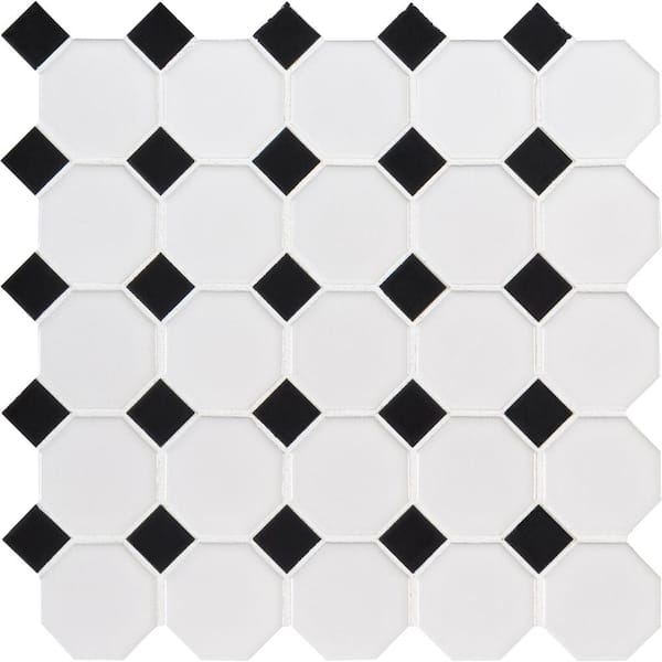 MSI Retro Brick Octagon 11.61 in. x 11.61 in. Glossy Porcelain Mesh-Mounted Mosaic Tile (14.1 sq. ft./Case)