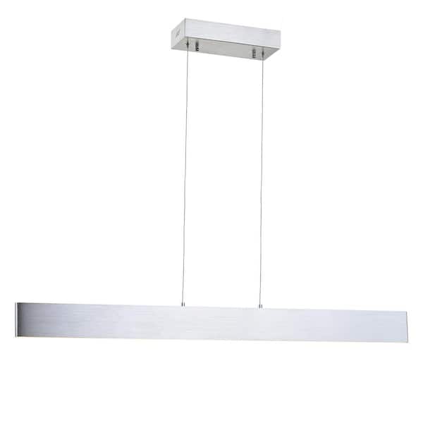 Draper 40 in. Dimmable Adjustable Integrated LED Brushed Aluminum Metal Linear Pendant