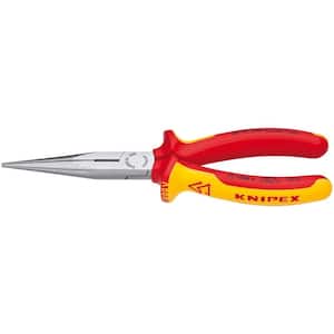 Heavy Duty Forged Steel 8 in. Long Nose Pliers with 61 HRC Cutting Edge and 1,000-Volt Insulation