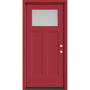 Performance Door System 36 in. x 80 in. Winslow Pearl Left-Hand Inswing Black Smooth Fiberglass Prehung Front Door