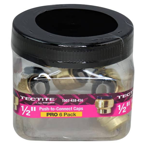 Tectite 1/2 in. Brass Push-To-Connect Cap Pro Pack (6-Pack)