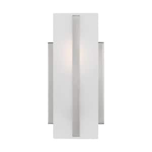 Dex 1-Light Brushed Nickel Wall Sconce with LED Bulb and Satin Etched Glass Shade