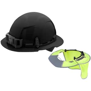 BOLT Black Type 1 Class C Full Brim Vented Hard Hat with 4 Point Ratcheting Suspension w/High Visibility Sunshade