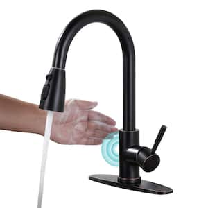 Single Handle Pull Down Sprayer Kitchen Faucet with Touchless Sensor Stainless Steel in Oil Rubbed Bronze