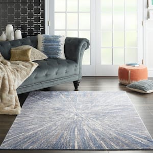Silky Textures Blue/Grey 4 ft. x 6 ft. Abstract Contemporary Area Rug