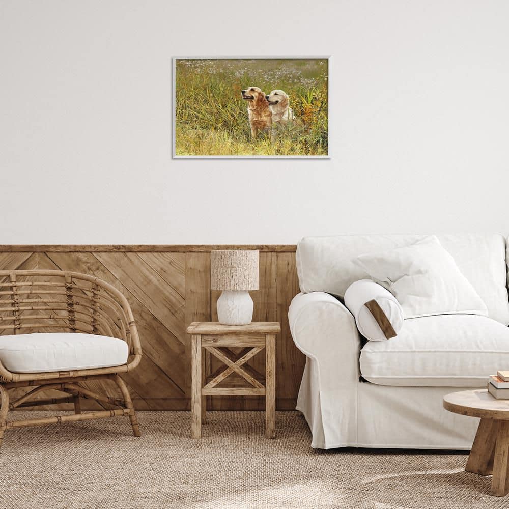 Happy Dogs Field Day by Sueellen Ross White Framed Animal Giclee Art Print 16 in. x 24 in. price history on PriceWatchPro
