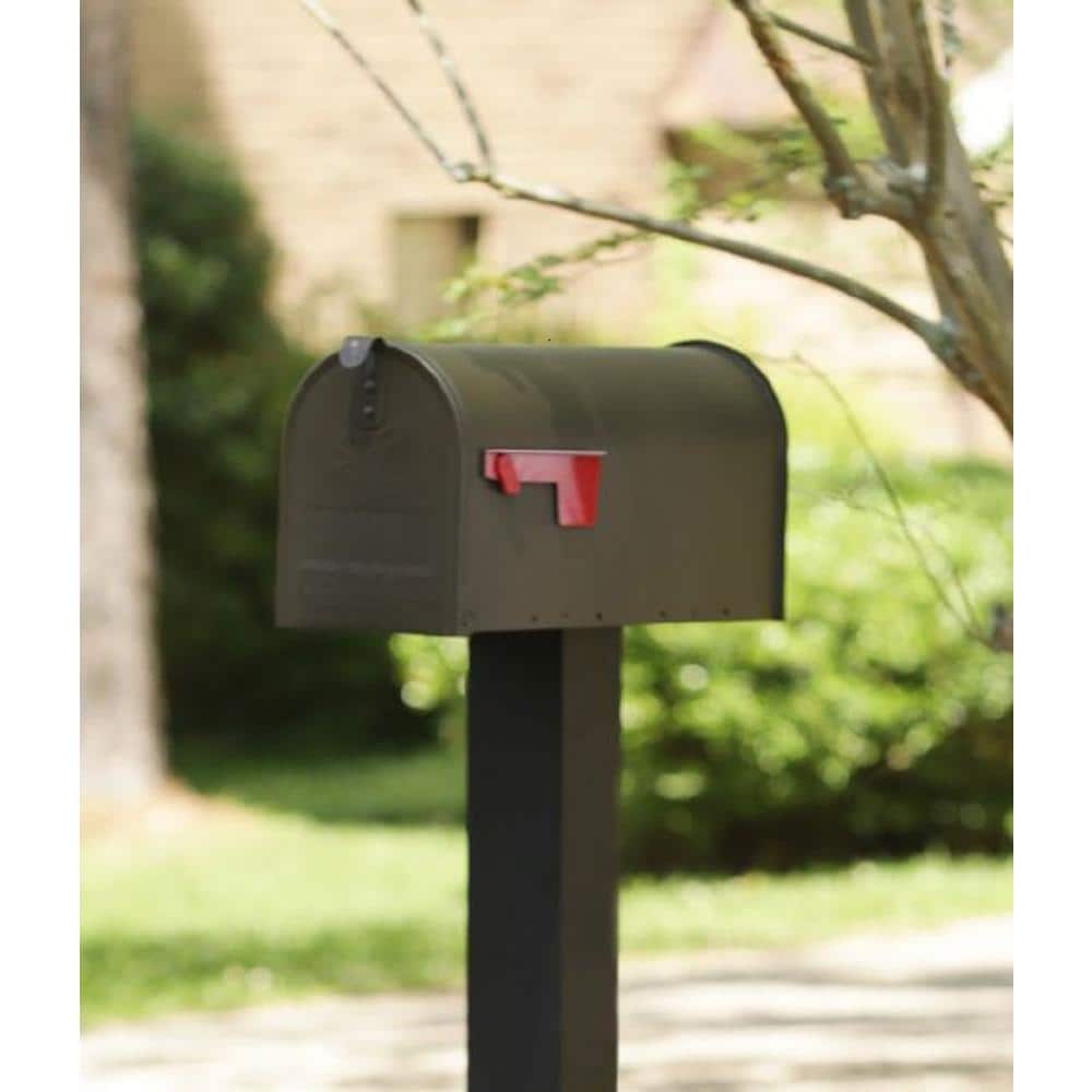 Medium Venetian Bronze Steel Post-Mount Mailbox