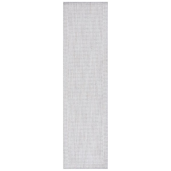 SAFAVIEH Martha Stewart Gray/Ivory 2 ft. x 8 ft. Muted Solid Color Striped Runner Rug