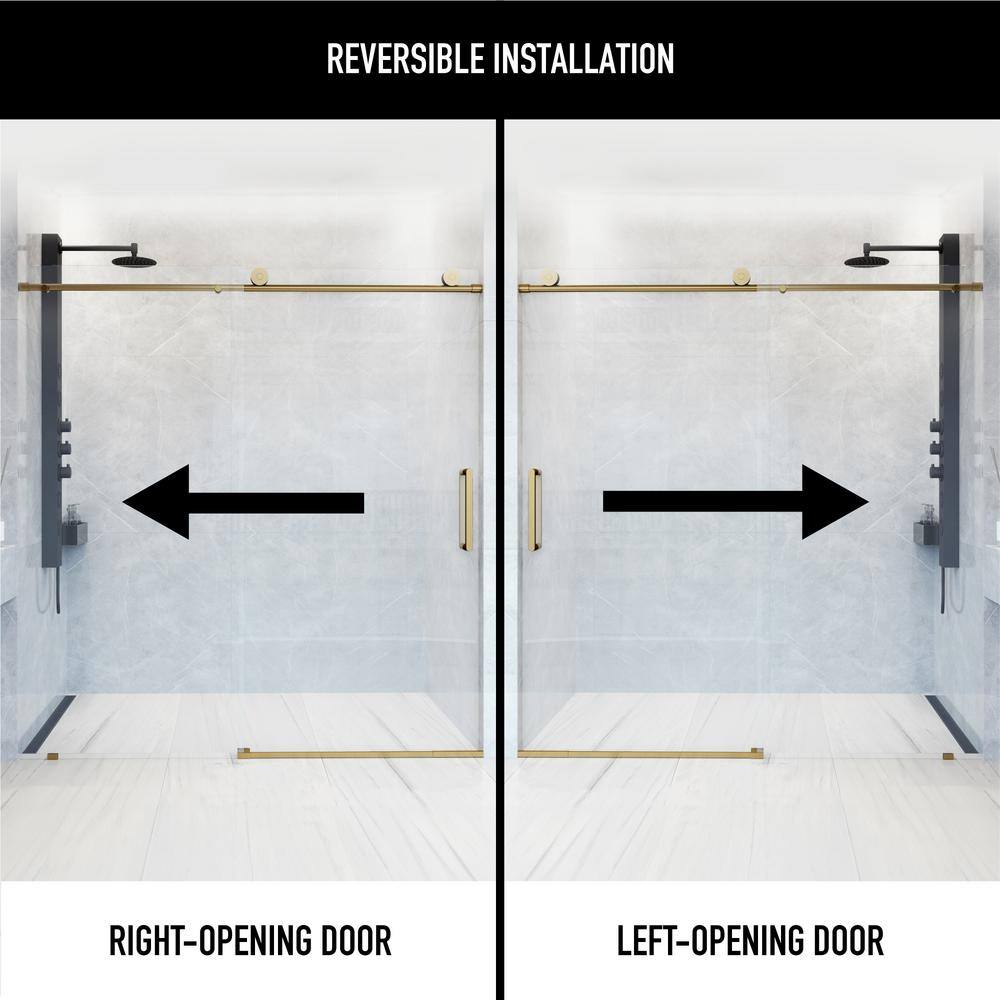 Elan 76" High x 60" Wide Frameless Sliding Shower Door in Matte Brushed Gold