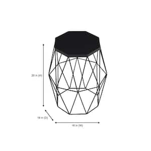 Mettler Hexagonal Charcoal Black Metal Accent Table with Geometric Base (16 in. W x 20 in. H)