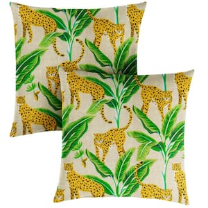 Yellow/Green Outdoor Knife Edge Throw Pillows (2-Pack)