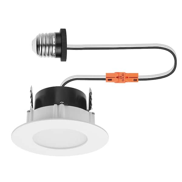 Commercial Electric 4 in. Round White Slim Look Canless Selectable Color Temperature Dimmable Integrated LED Retrofit Recessed Trim