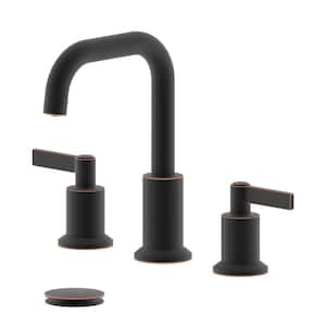 8 in. Widespread Double Handle Bathroom Faucet with Pop-Up Drain with Overflow in Oil Rubbed Bronze