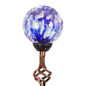 Solar Pearlized Honeycomb 2.58 ft. Blue Metal Garden Stake