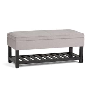 Cosmopolitan 44 in. Wide Transitional Rectangle Storage Ottoman Bench with Open Bottom in Cloud Grey Linen Look Fabric