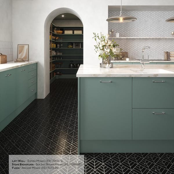 Ancient Nero Marquina Black 12 in. x 12 in. Angular Polished Marble Wall and Floor Mosaic Tile (10 sq. ft./Case)