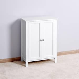 23.62 in. Floor Storage Cabinet with Double Door Adjustable Shelf, White