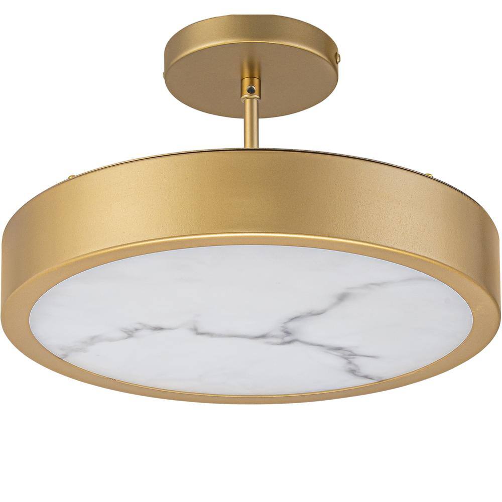 11.8 in. Gold LED Semi Flush Mount Ceiling Light, Dimmable Faux Alabaster Modern Close to Ceiling Light for Bedroom price history on PriceWatchPro